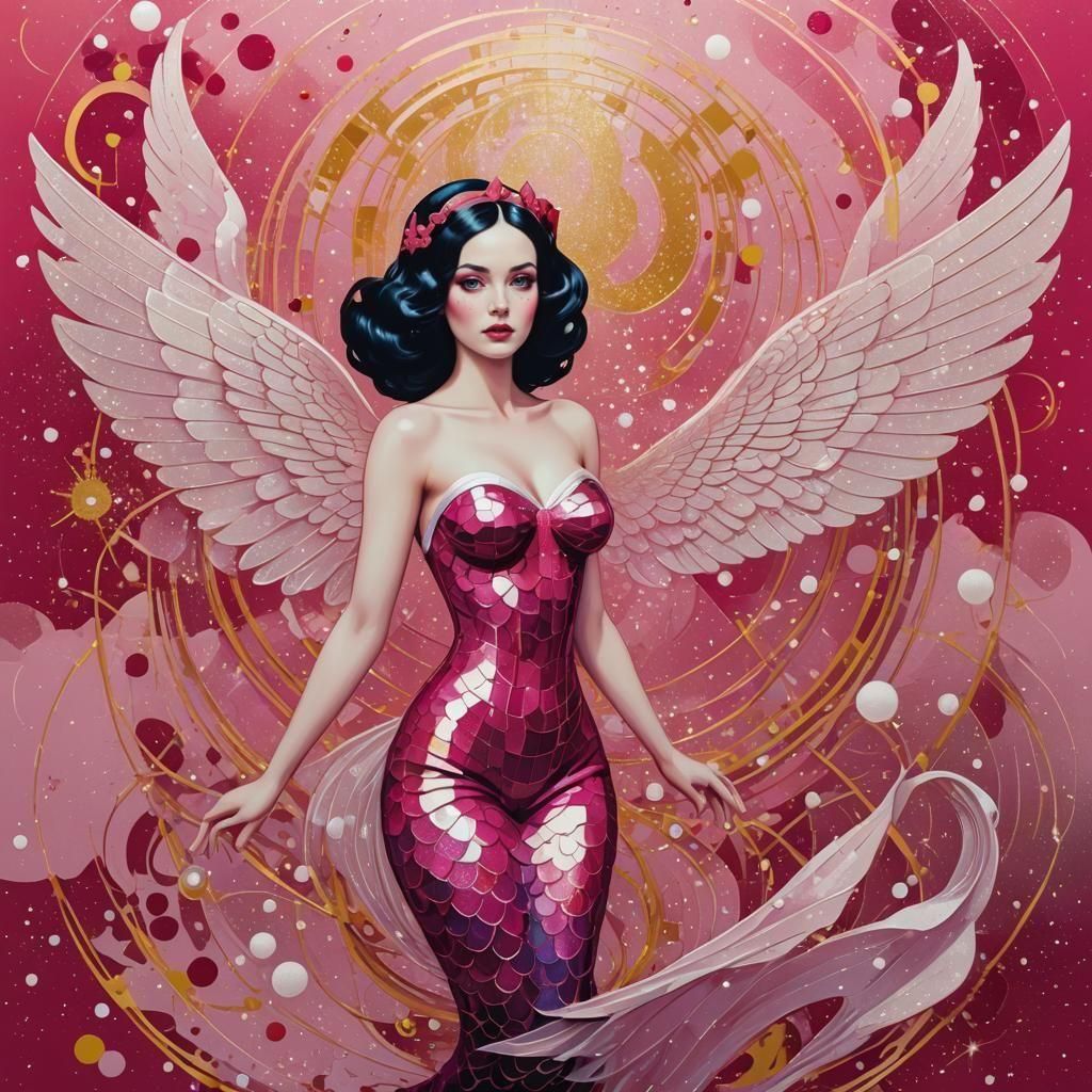 Snow White Space Mermaid with Pink Sparkles
