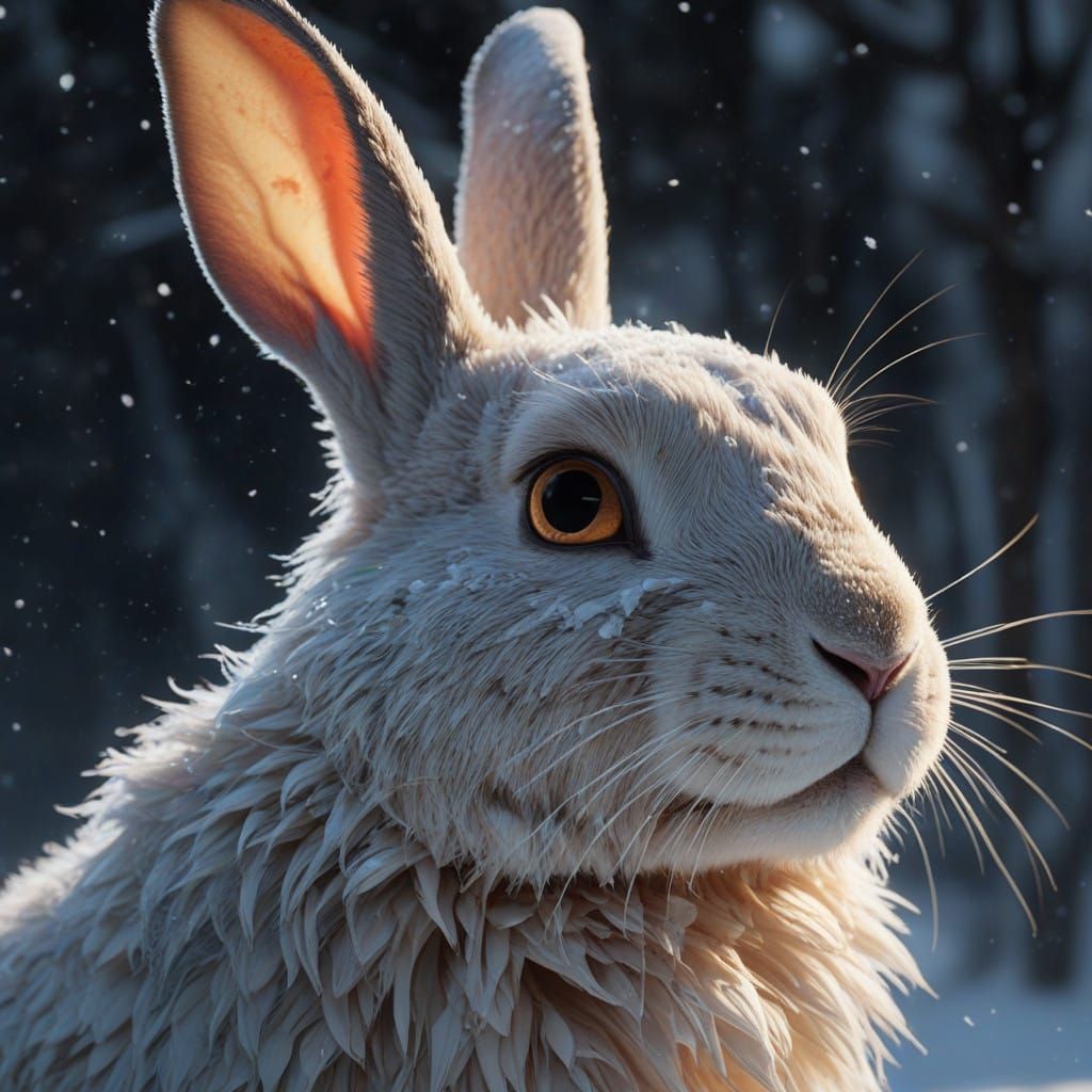 Serene Rabbit in Snowy Winter Landscape