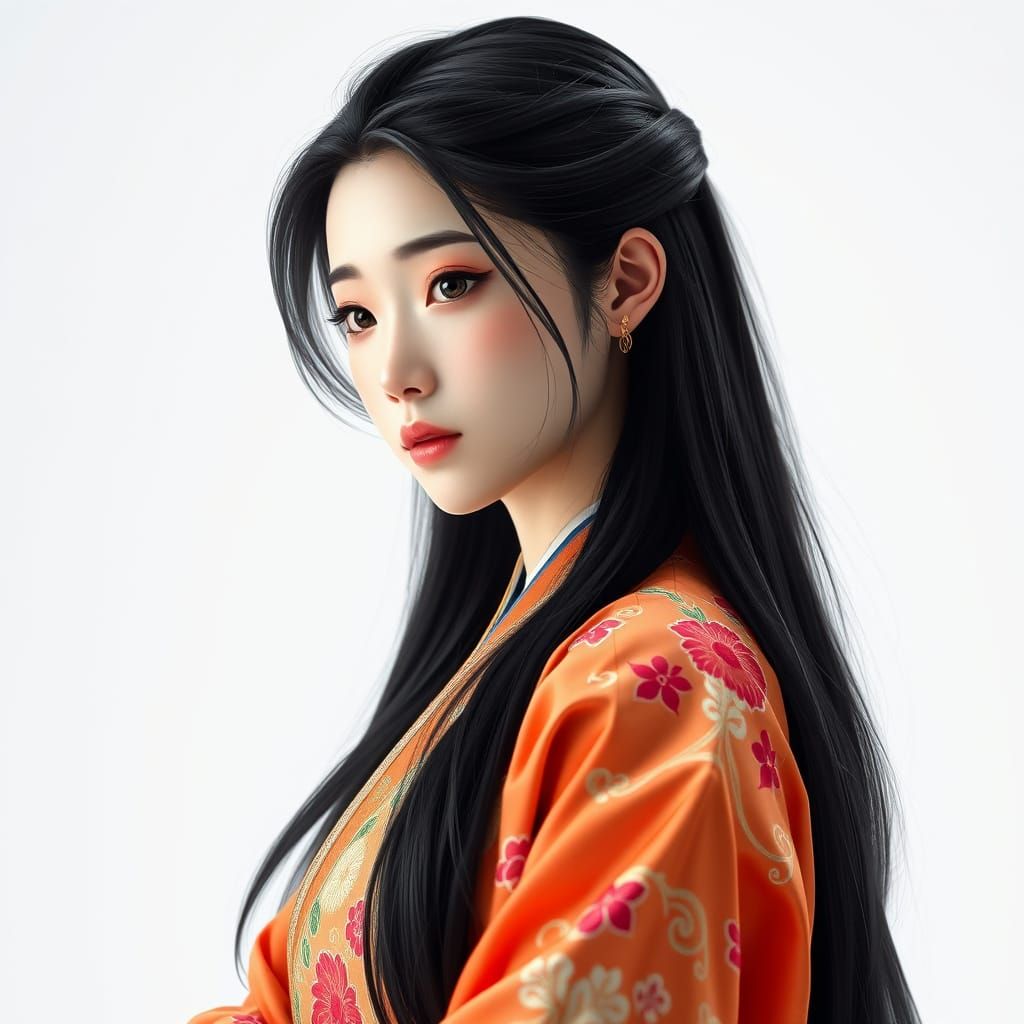 Elegant Woman in Hanfu with Flowing Sleeves
