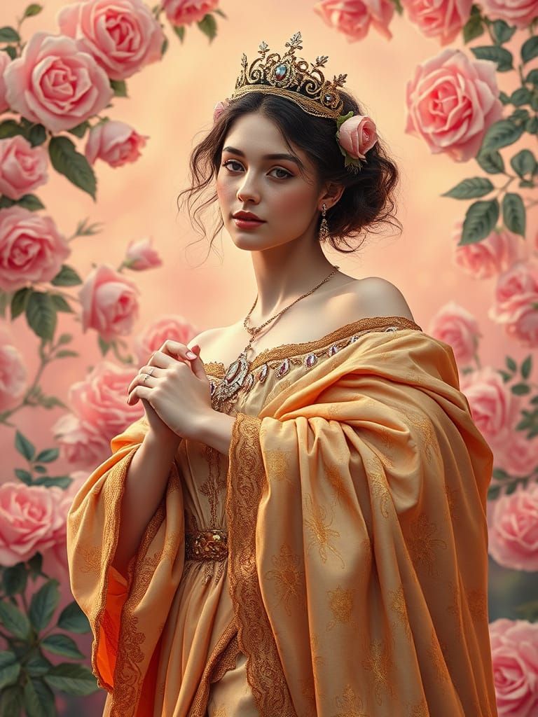 Renaissance Woman in Golden Opulence