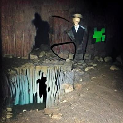 Eerie Shadow Figure in Abandoned Mineshaft