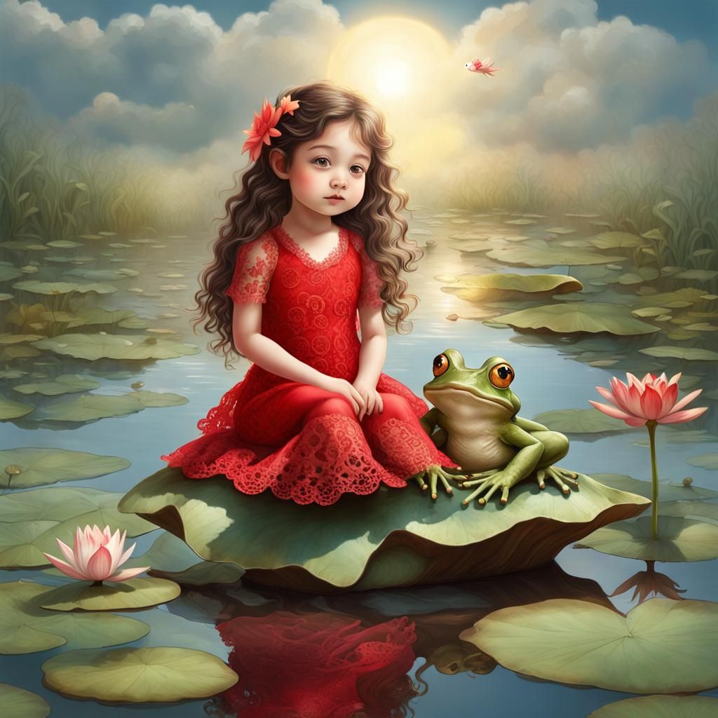 fairytale thumb Lise on the water lily leaf