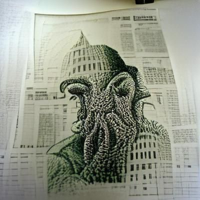Cthulhu Stipple Portrait in Pen and Ink