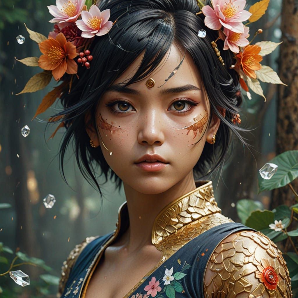 Sakura Haruno Double Exposure Portrait in Floral Paradise