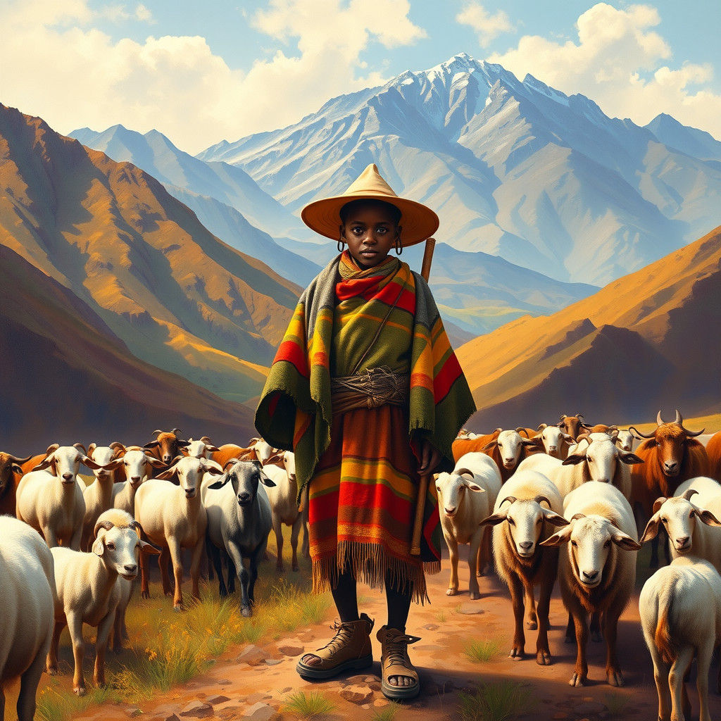 Highland Shepherd in a Vibrant Landscape