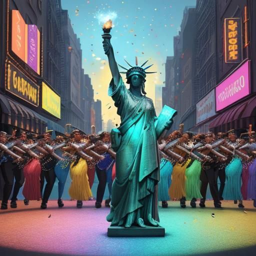 Statue of Liberty Sings Salsa: Fantasy Art