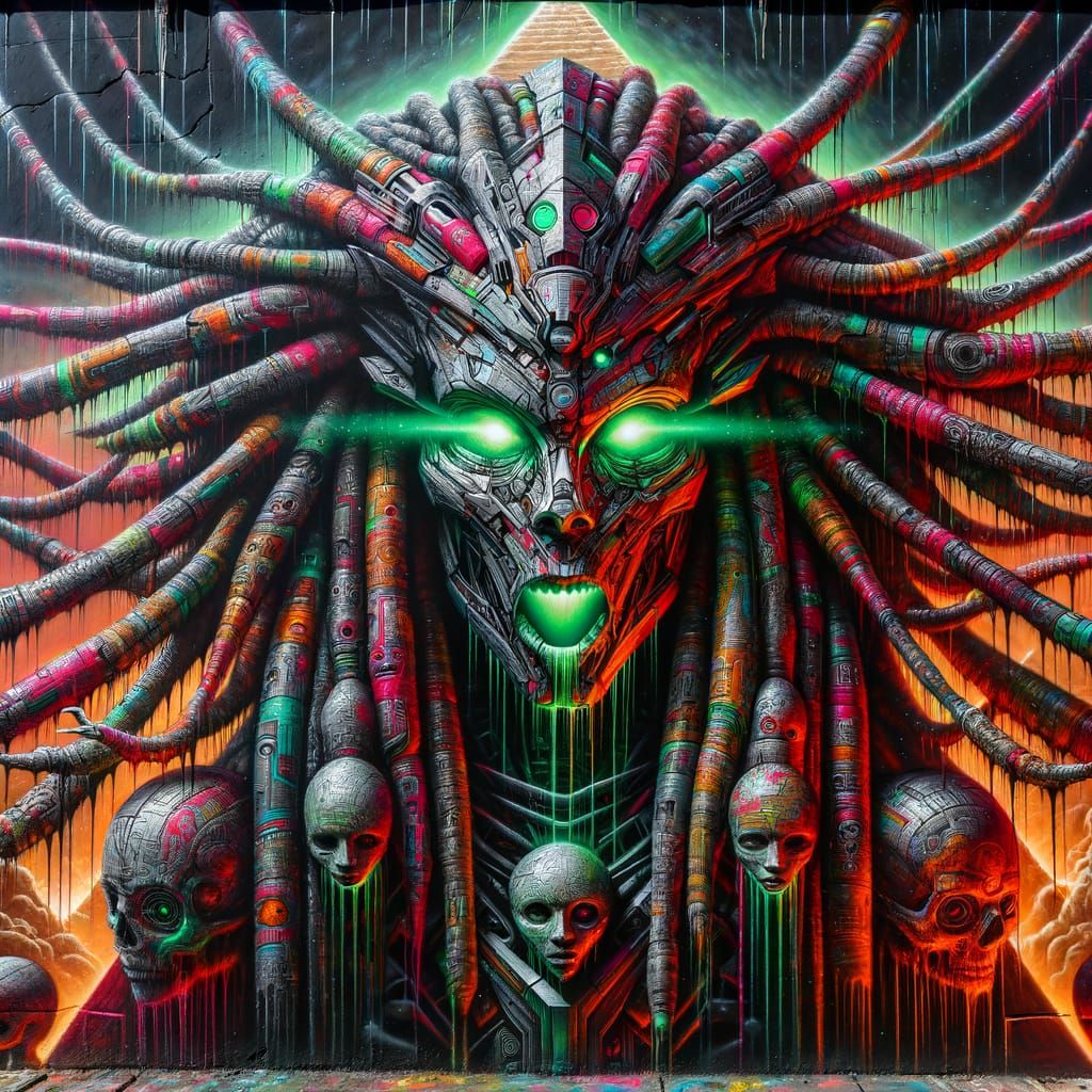 Futuristic Witch Amidst Ancient Egyptian Ruins