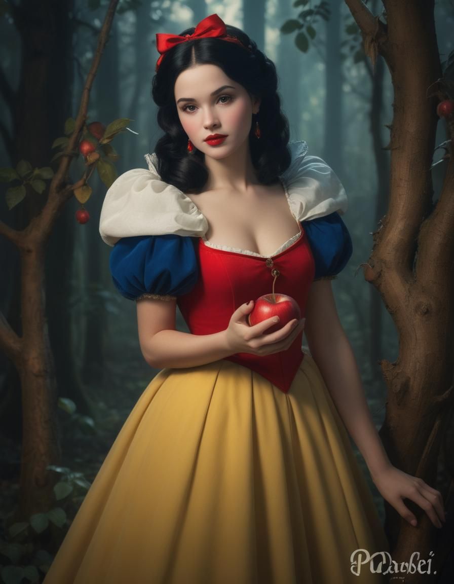 Snow White in Gothic Woods with Apple