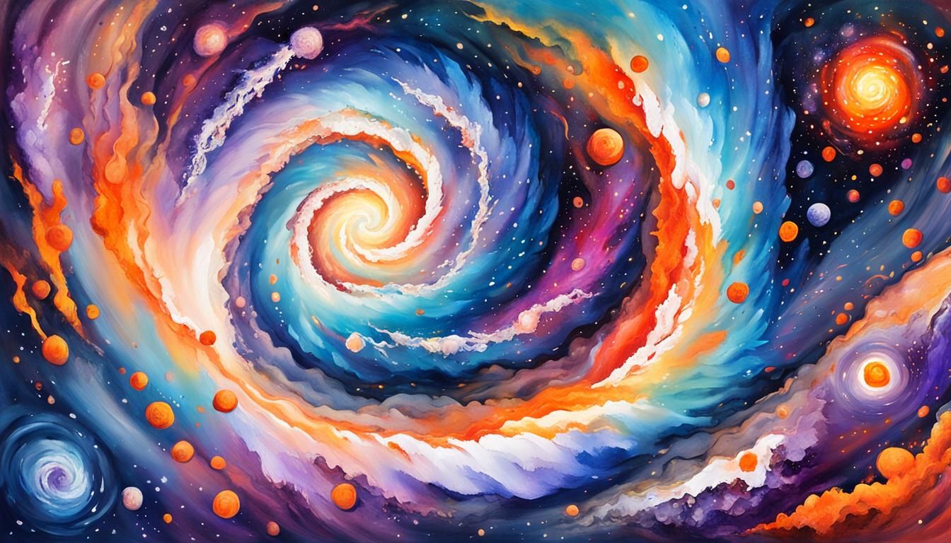 Stunning Spiral Galaxy in Impressionist Gouache Style