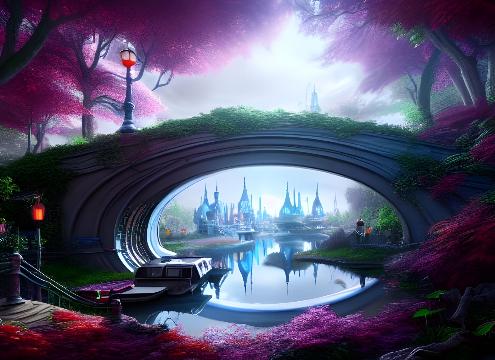 Photorealistic Bridge to a Fantasy Wonderland