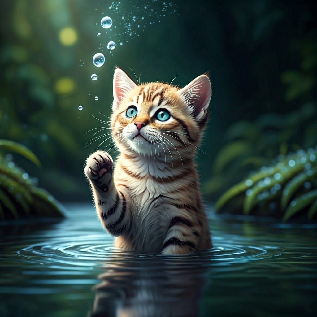 Enchanted Feline Mystique in a Whimsical Forest