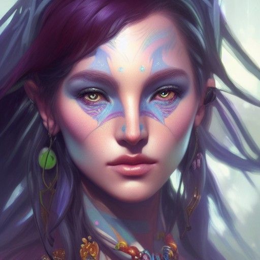 Moon Elf Branwyn Portrait in Hyperdetailed Style