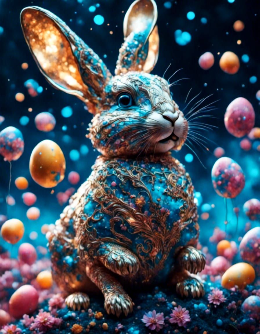 Psychedelic Easter Bunnies with Hyperreal Details