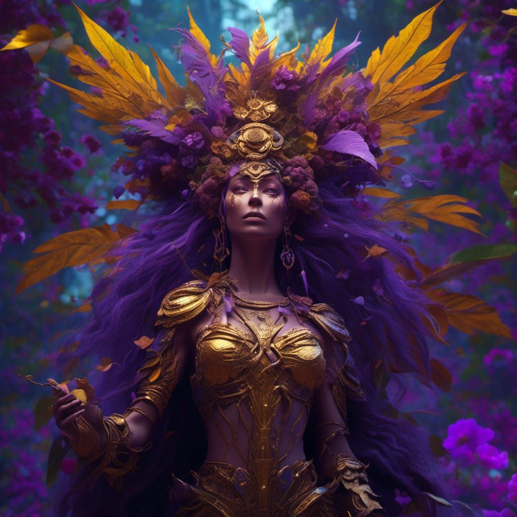 Jungle Goddess in Hyperreal Dark Fantasy Style