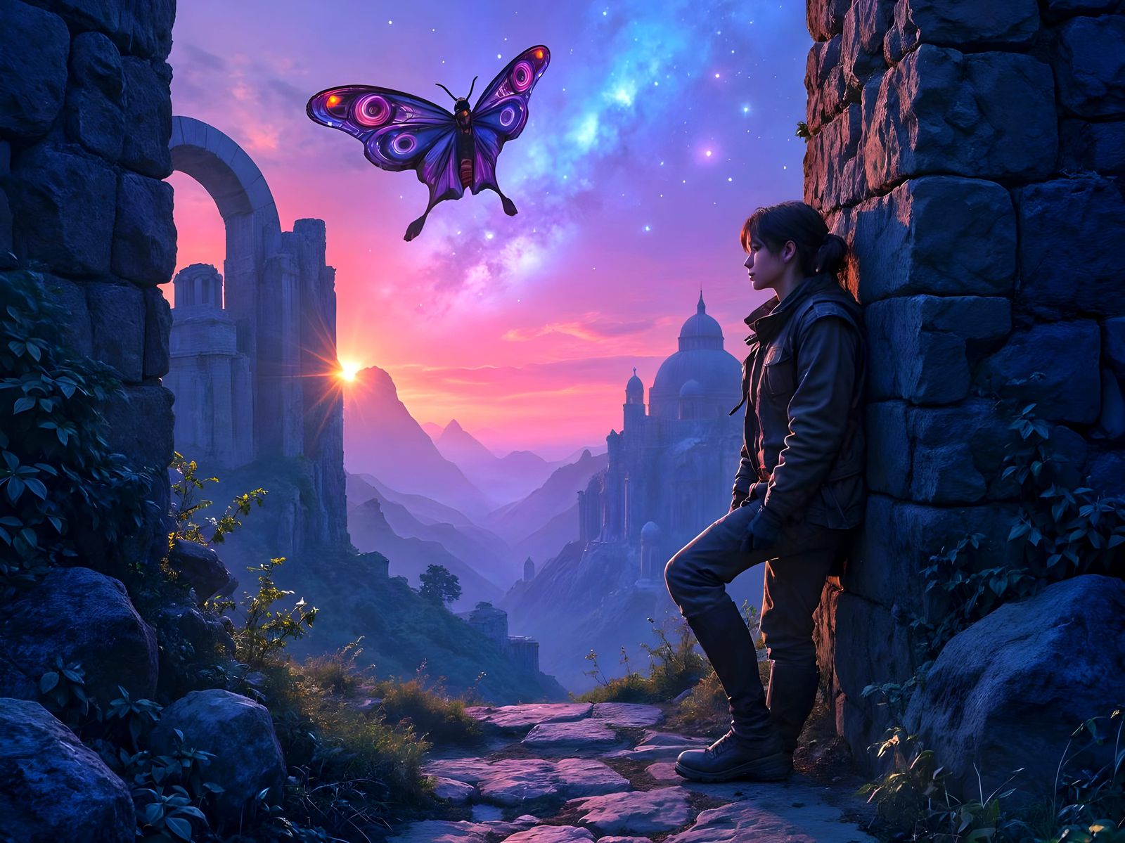 Forgotten Cosmic Metropolis in Vibrant Twilight