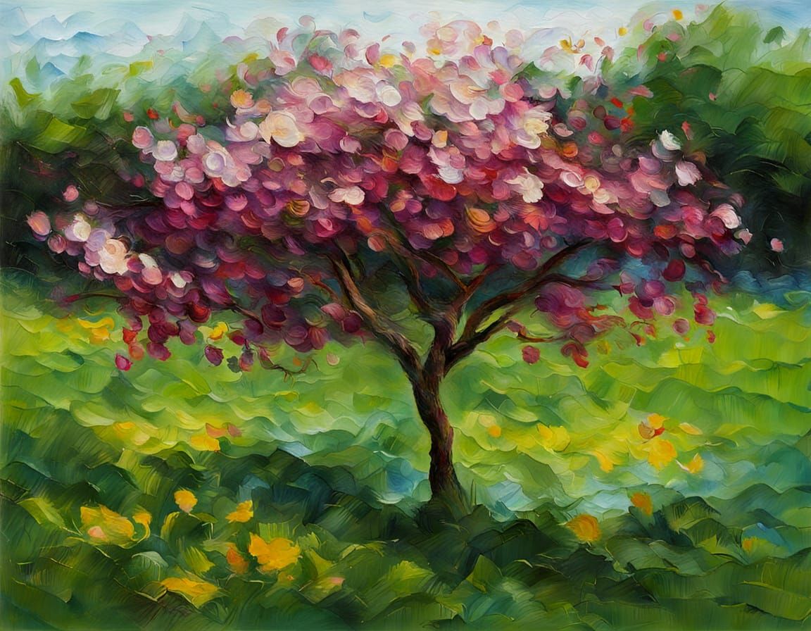 Vibrant Spring Landscape in Impasto Style