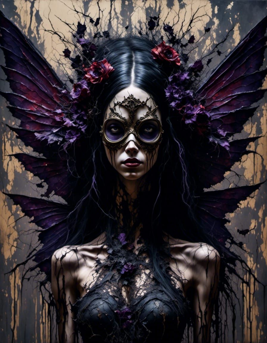 Gothic Fairy with Gas Mask in Post-Apocalyptic Horror