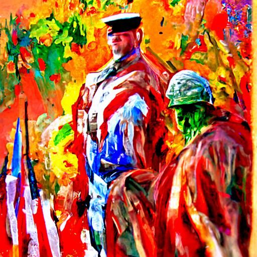 Veterans Day Oil Painting in Expressionist Style