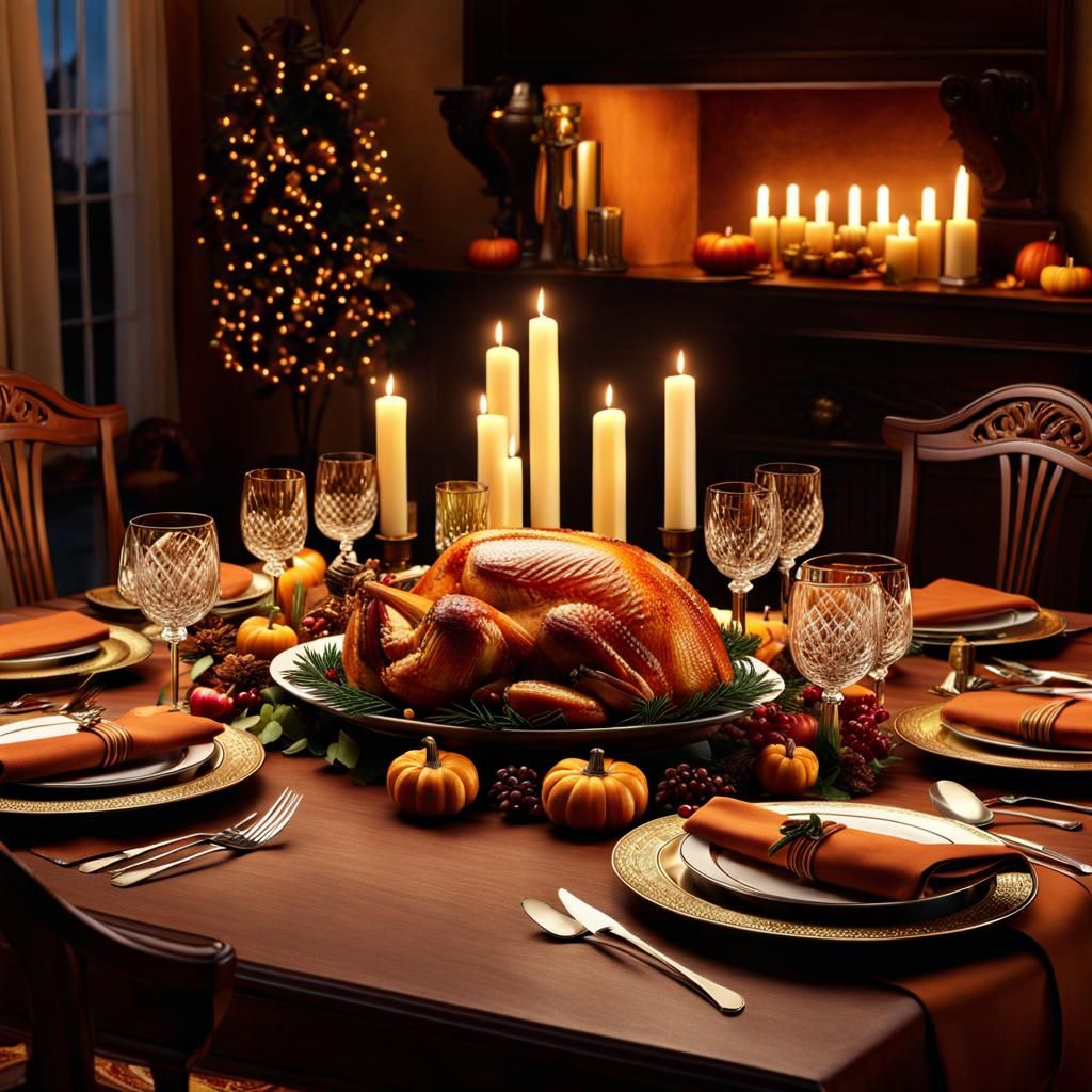 Cozy Thanksgiving Table in Photorealistic Detail