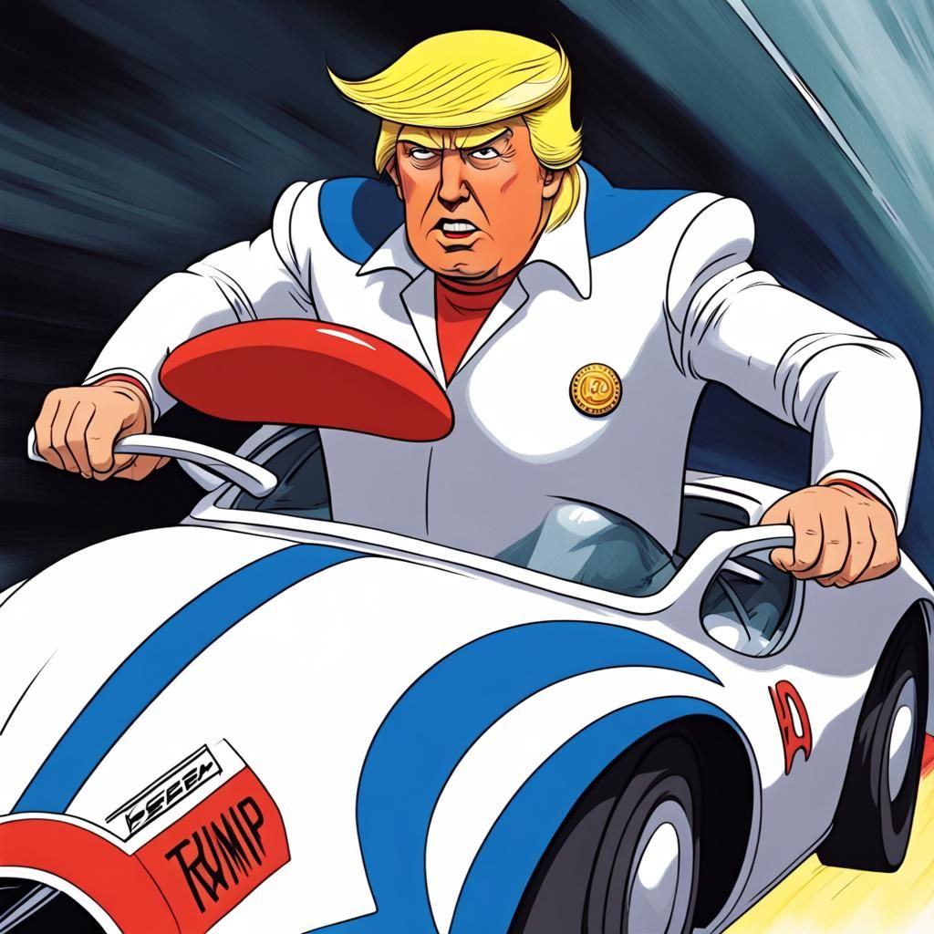 Donald Trump as Speed Racer in Anime Style