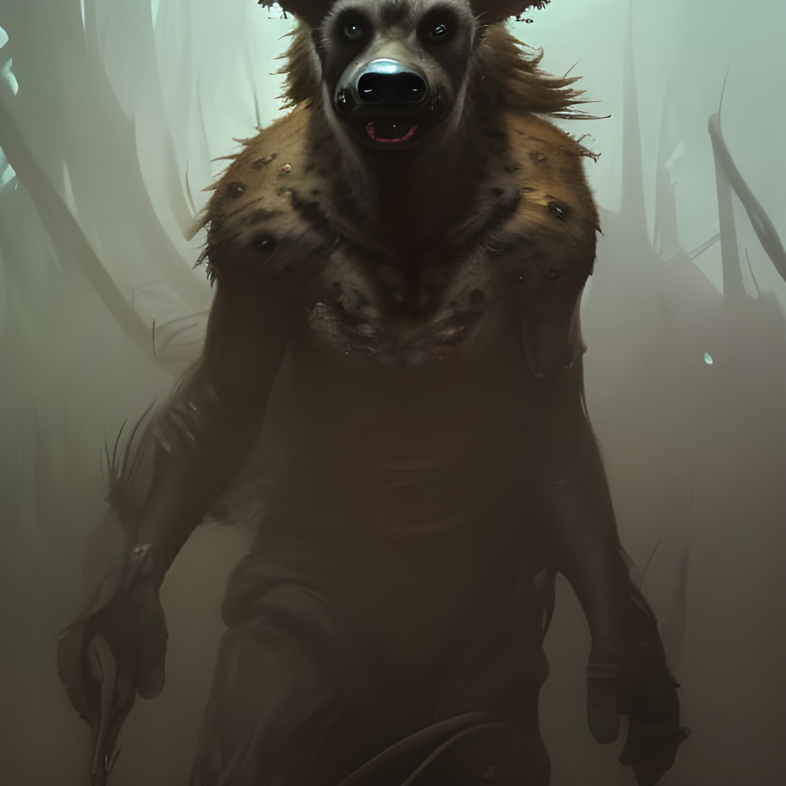 Detailed Werehyena in Dark Fantasy Style