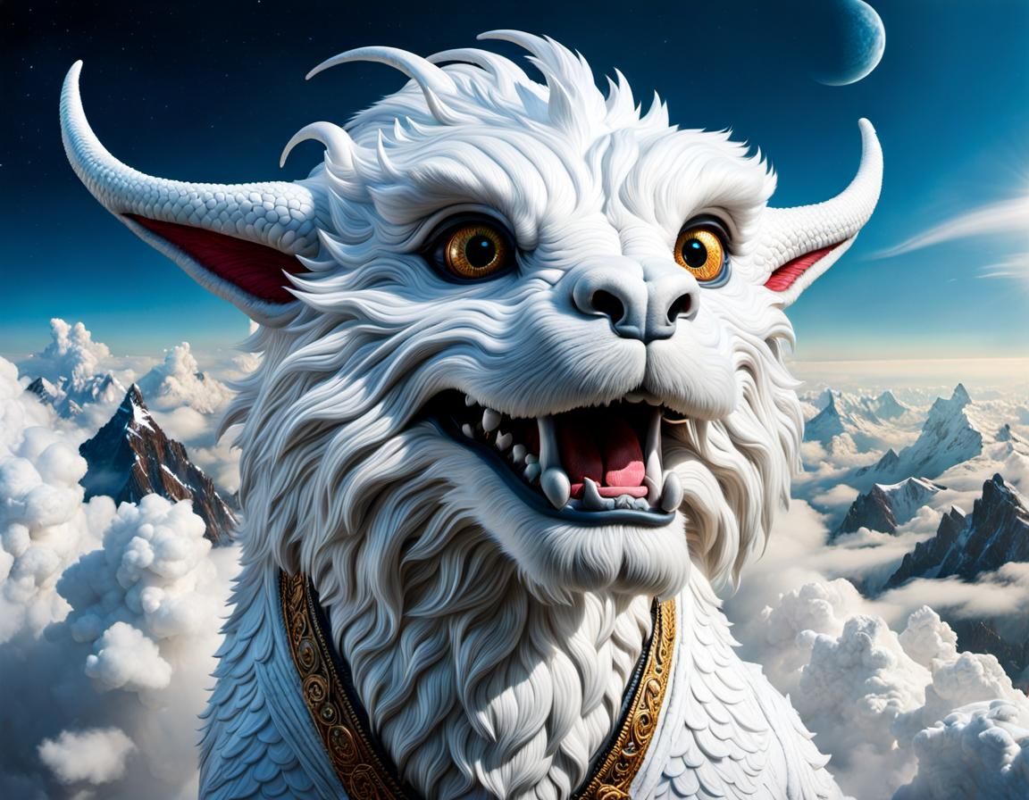 Falkor the Luckdragon Flies Through Psychedelic Clouds