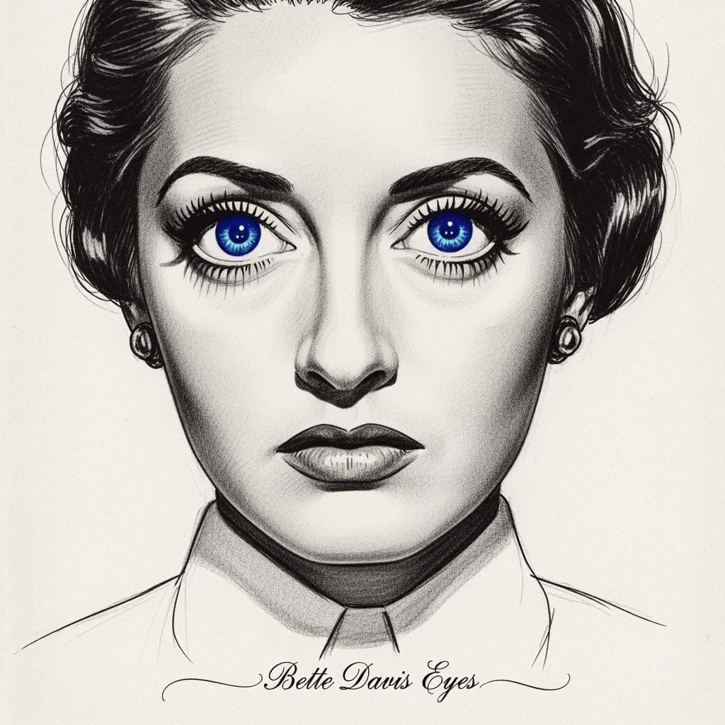 Glamorous Charcoal Portrait of Bette Davis Eyes