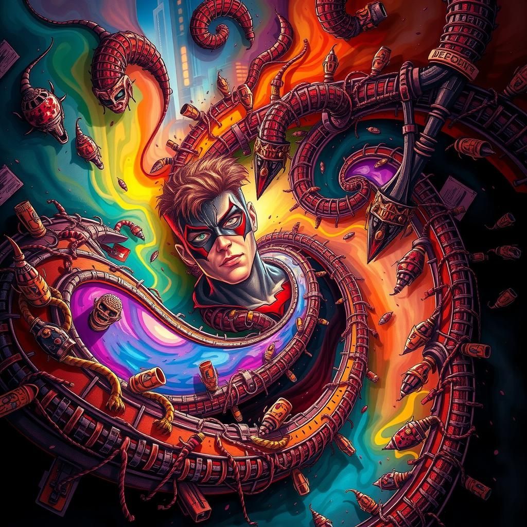 Red Hood in Gotham Alleyway: Dark Comic Art