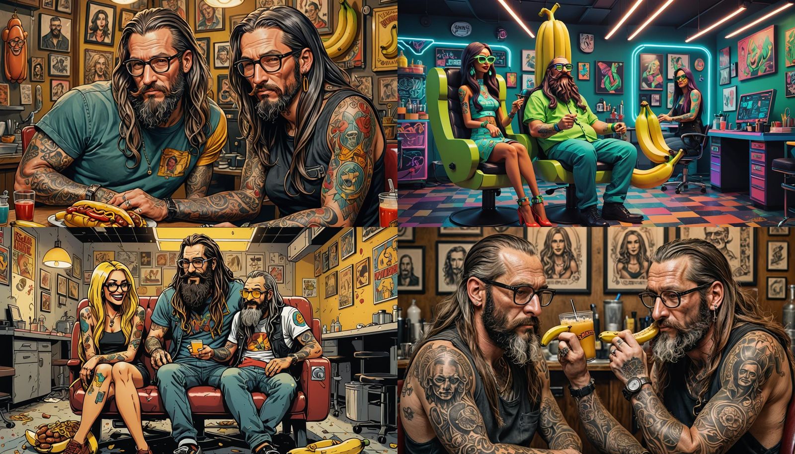 Heavyset Hotdog Tattoo Artist In Tattoo Parlor