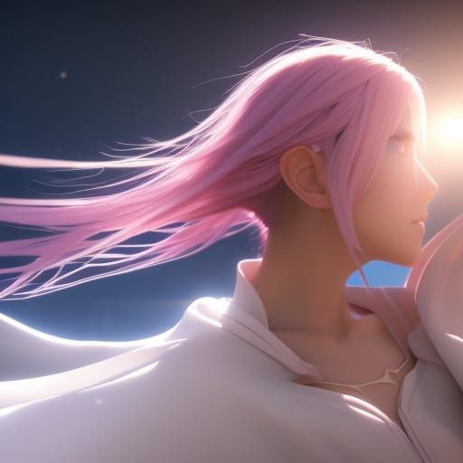 Pink Haired Fairy in Studio Ghibli Anime Style