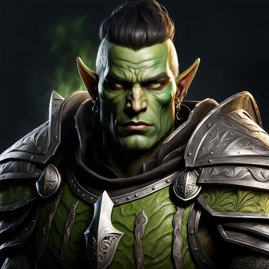 Radiant Half-Orc Paladin with Tribal Scars