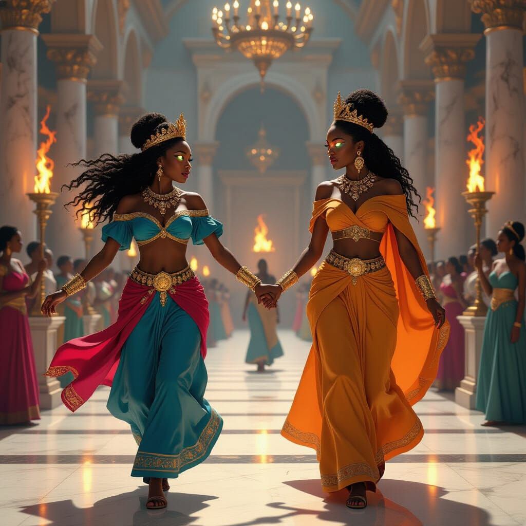 African Princess Warns Queen in Mystical Realism Style