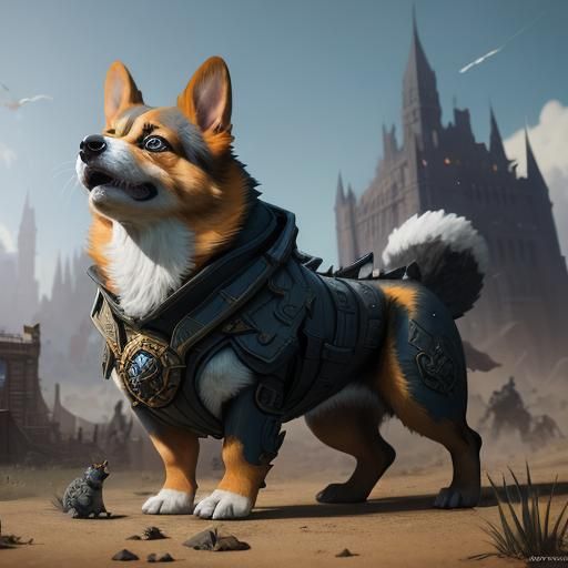 Battle Corgi Fantasy Concept Art