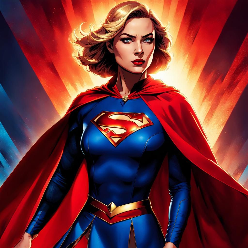 Supergirl Portrait in Classic Comic Book Style