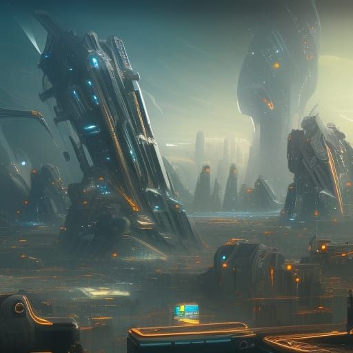 Futuristic City in Detailed Matte Painting Style