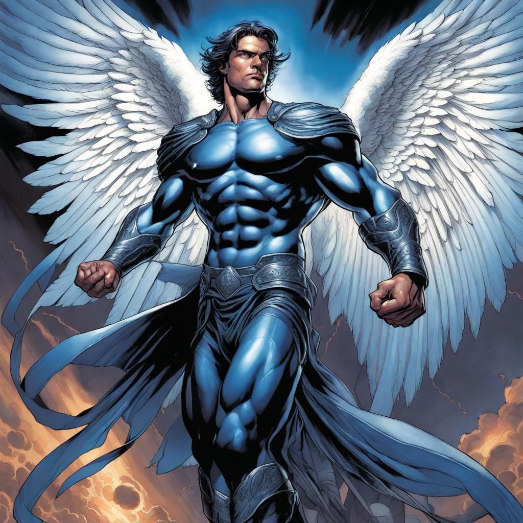 Powerful Male Angel in Comic Book Style