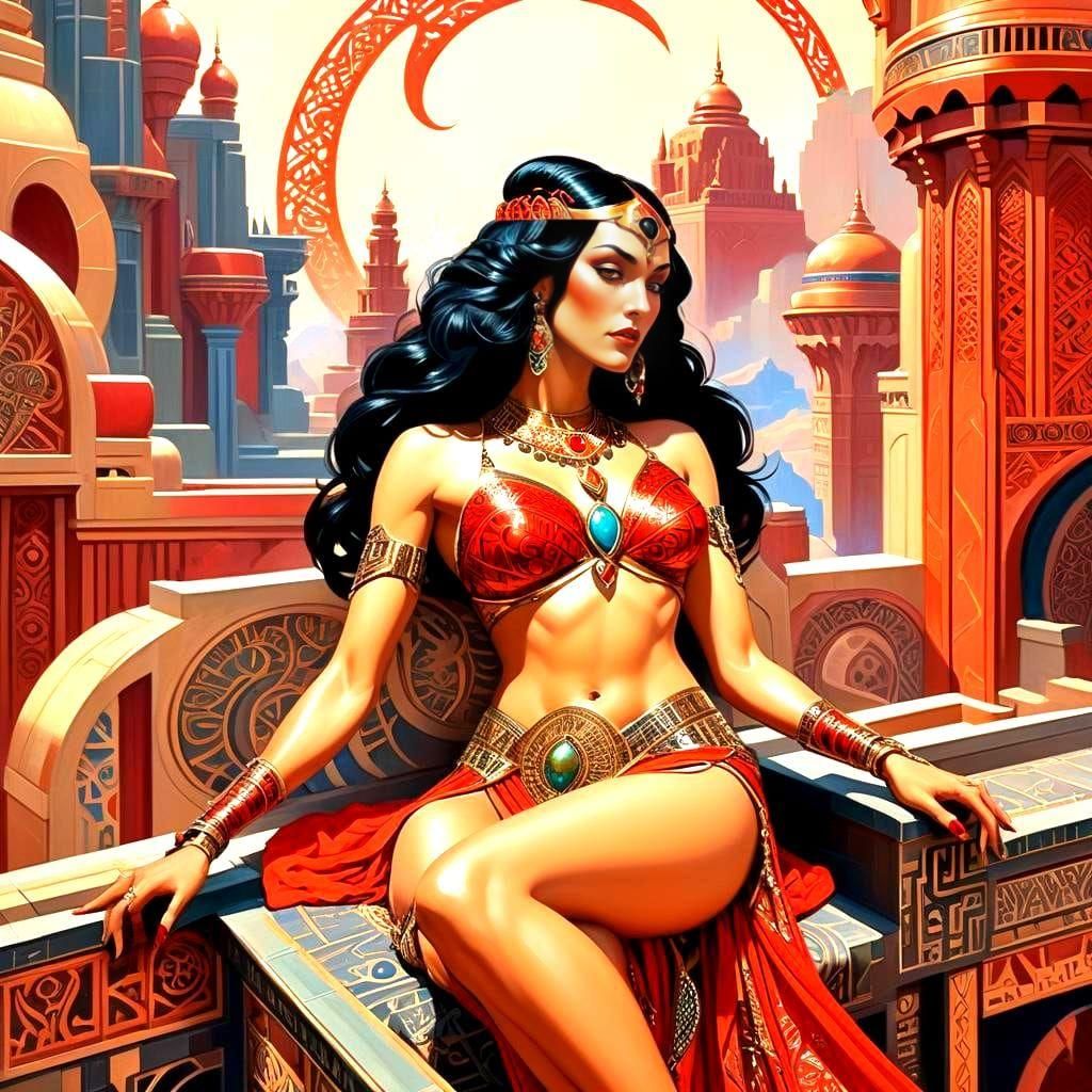 Dejah Thoris, Martian Princess, in Art Deco Style