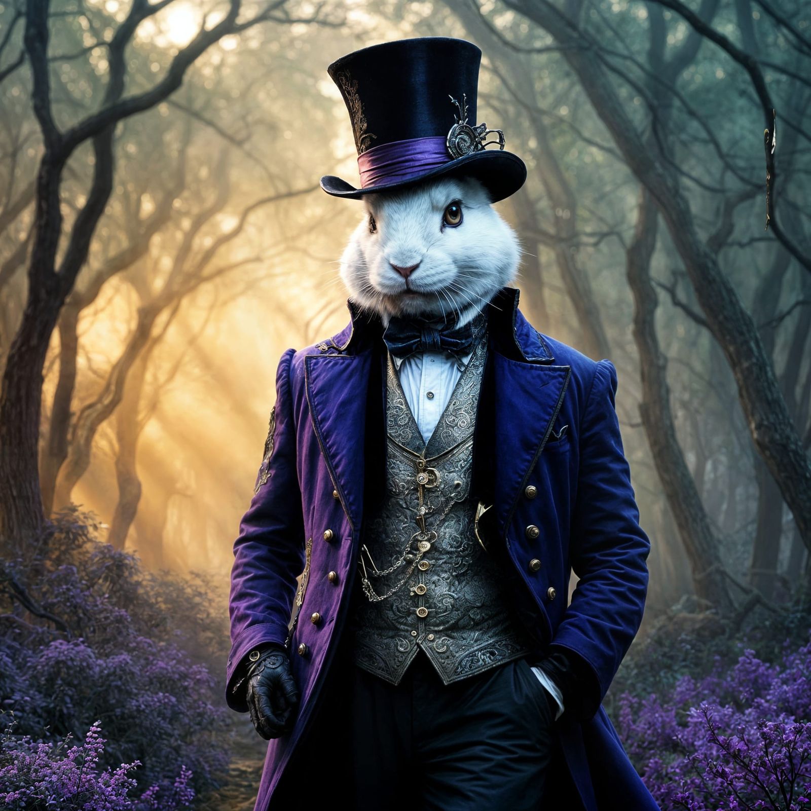 Epic Cinematic White Rabbit Chase in a Meticulously Detailed...