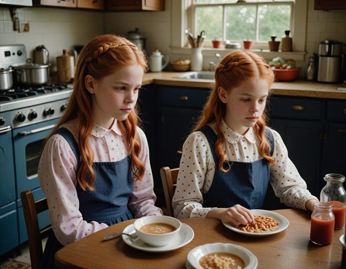 Children Enjoying Soup in Cozy Kitchen