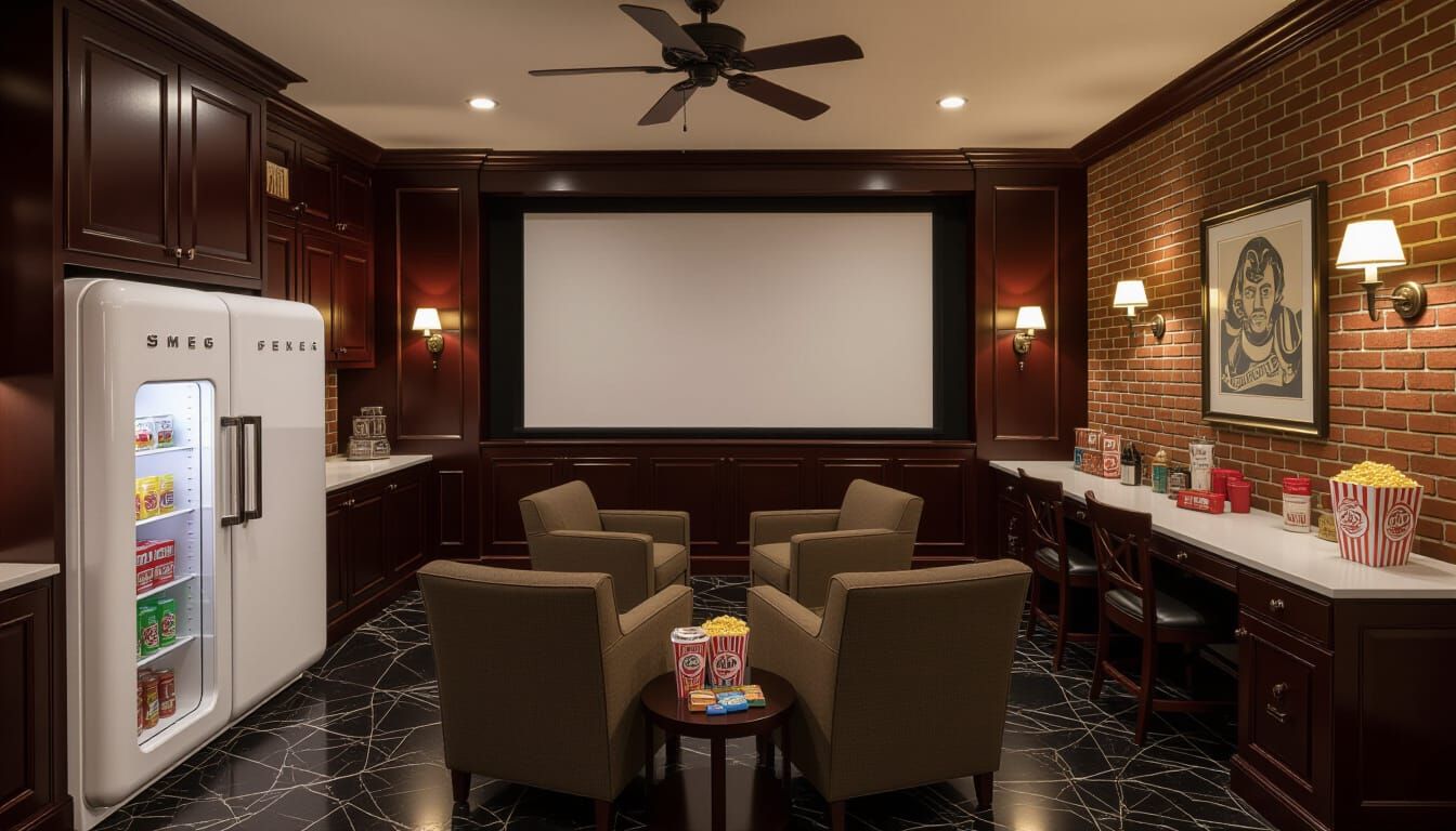 Victorian Movie Room with Cinematic Lighting