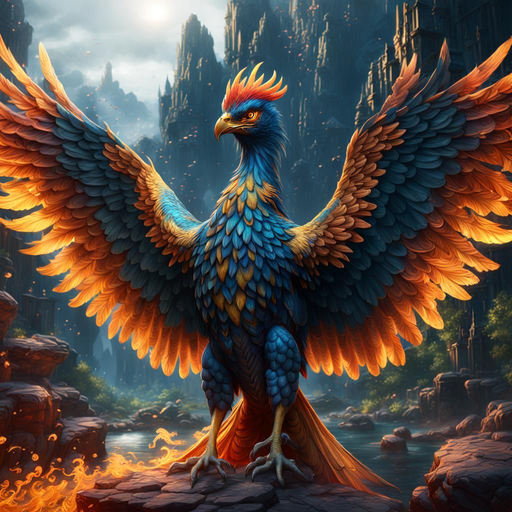 Majestic Phoenix in Vibrant, Detailed Matte Painting