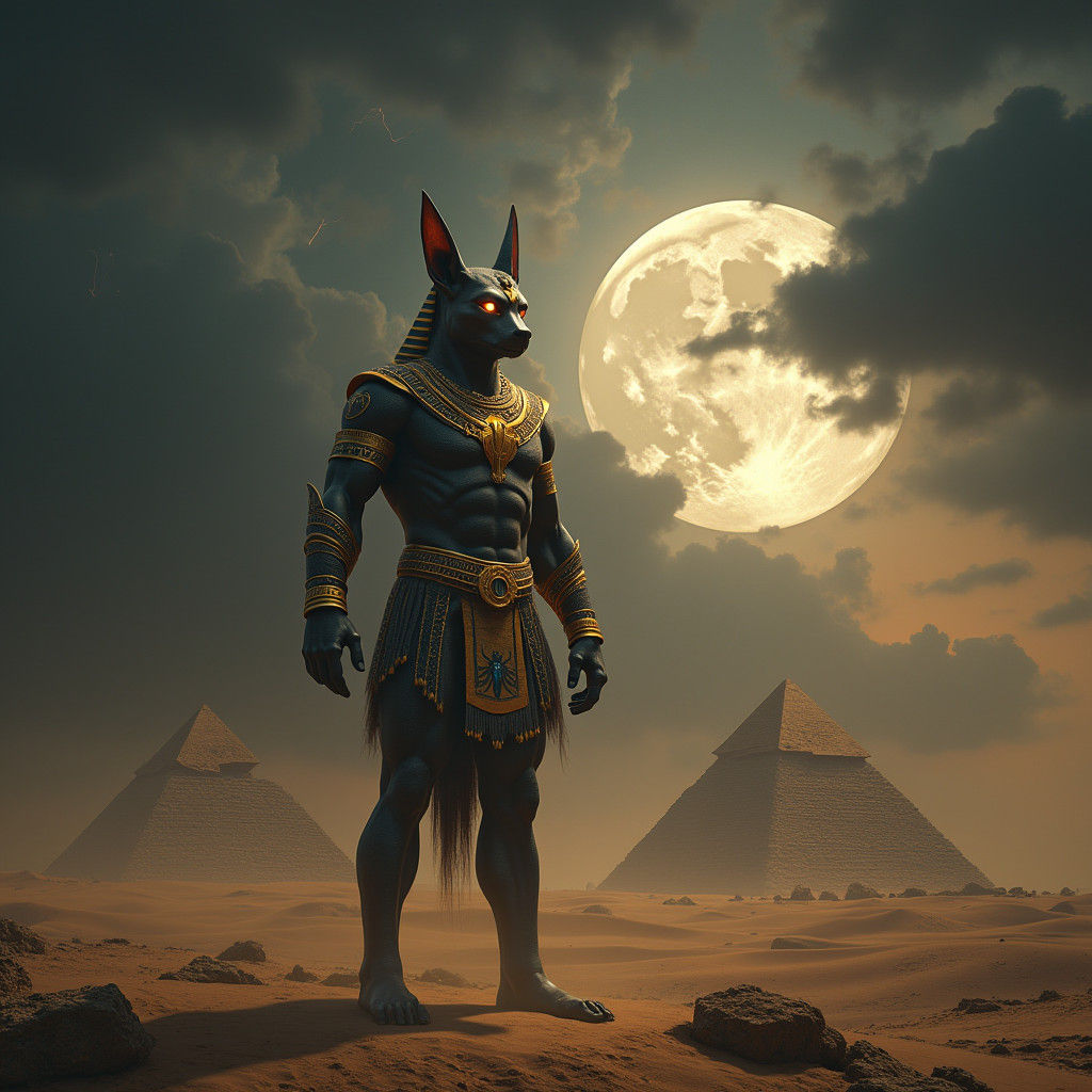 Ancient Egyptian Pyramids Under Ominous Stormy Sky