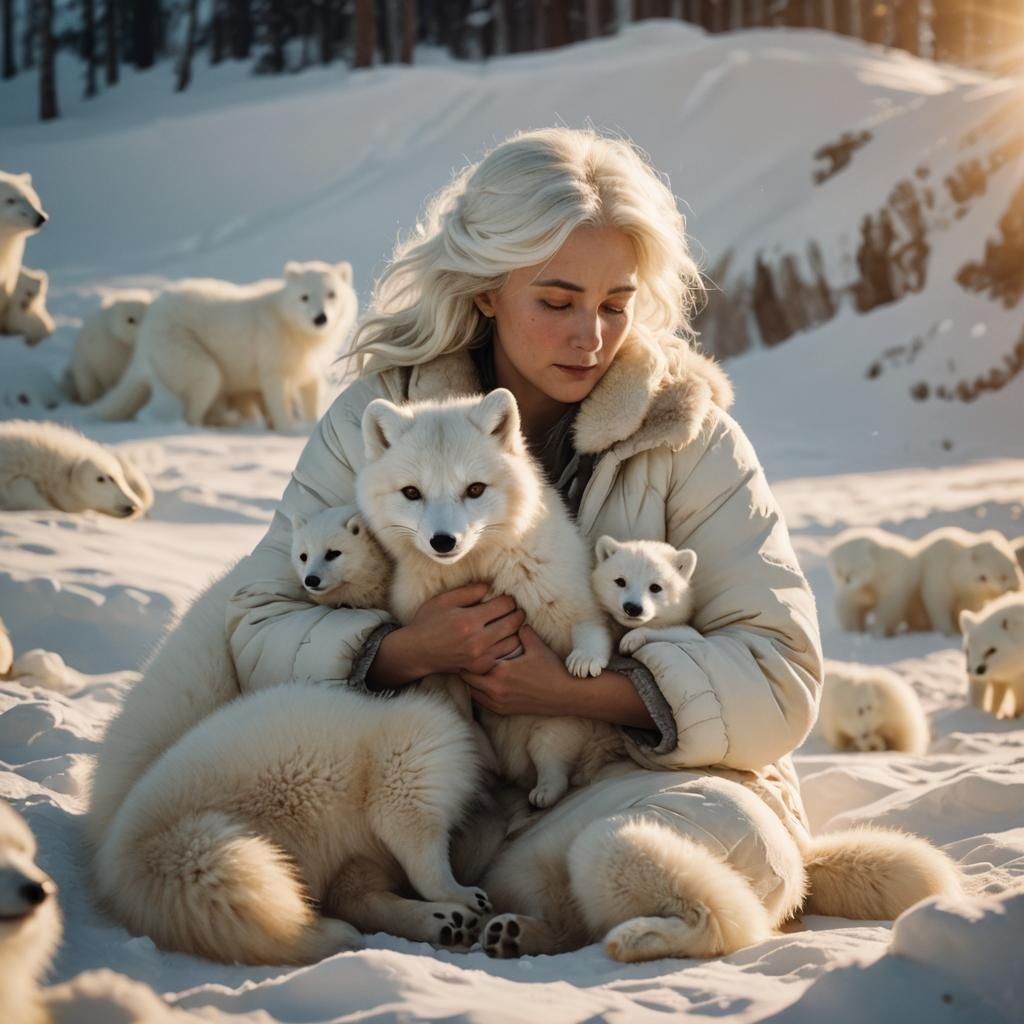 handzahme Schneefüchse