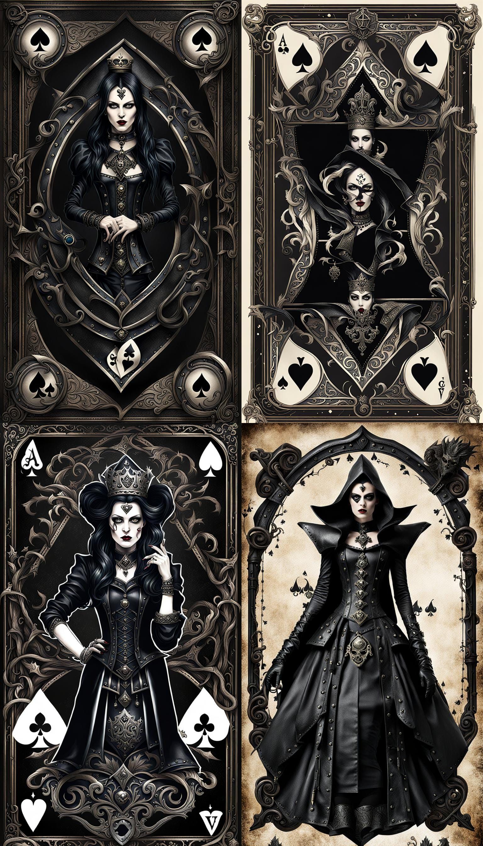 Dark Sinister Fantasy Gothic Queen of Spades Leather