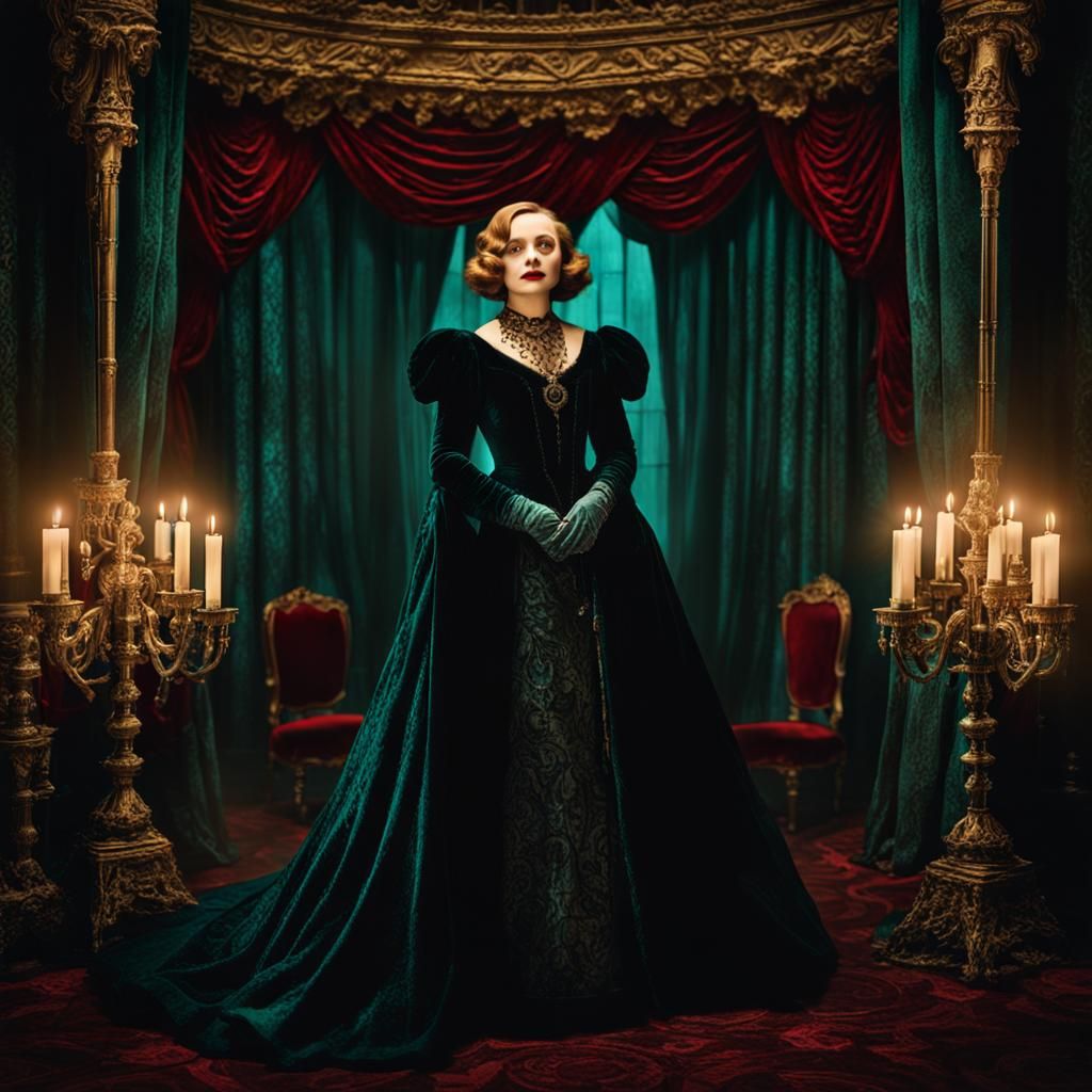 Gothic Vampire Portrait in Dark Academia Style