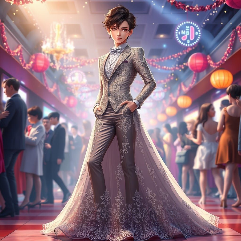 Confident Youth Stuns in Elegantly Playful Prom Attire in Cy...