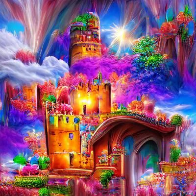 Detailed Colorful Magical Castle in Cinematic Style