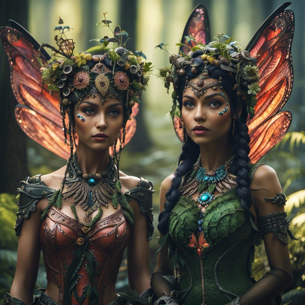 Photorealistic Fantasy Pixies in Detailed Woodland Scene