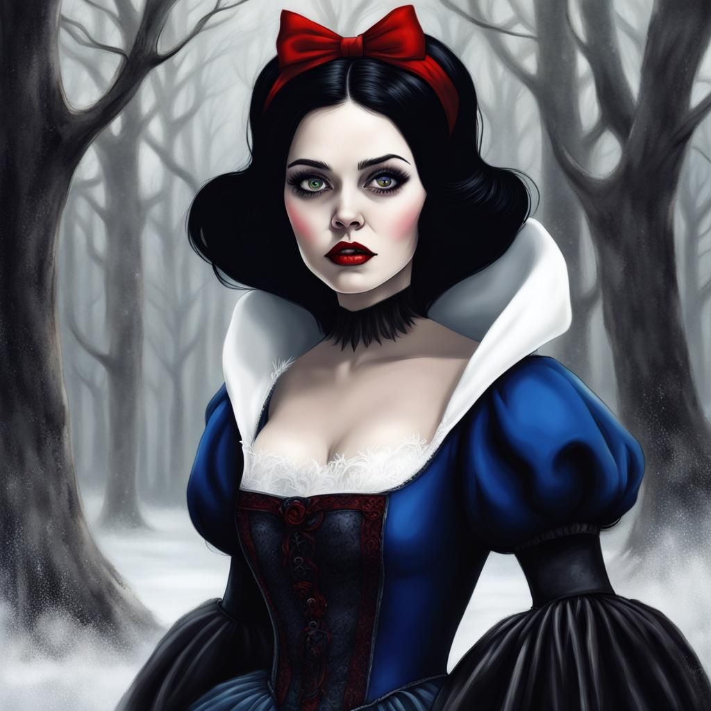 Snow White Reimagined as Wednesday Addams in Burton Style