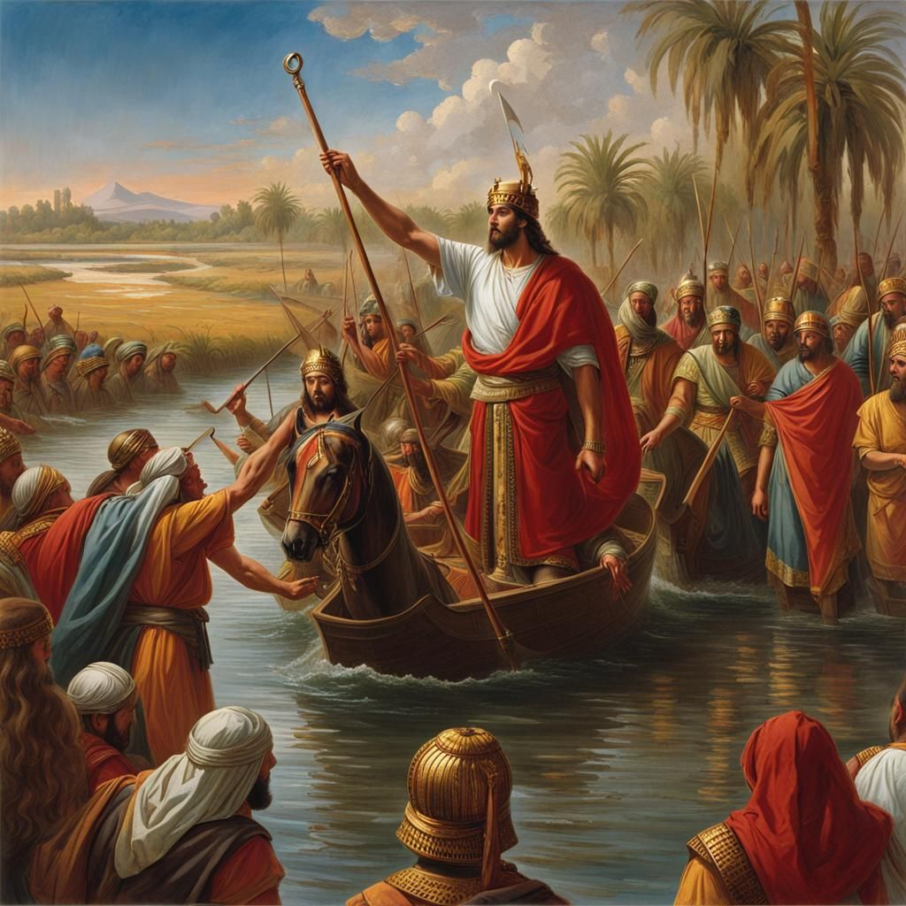 Aaron Turns Nile to Blood, Biblical Scene